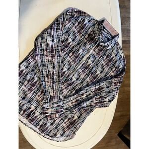 Vicomte Black Shirt Mens M Abstract Multicolor Cotton Button Up Designer Casual